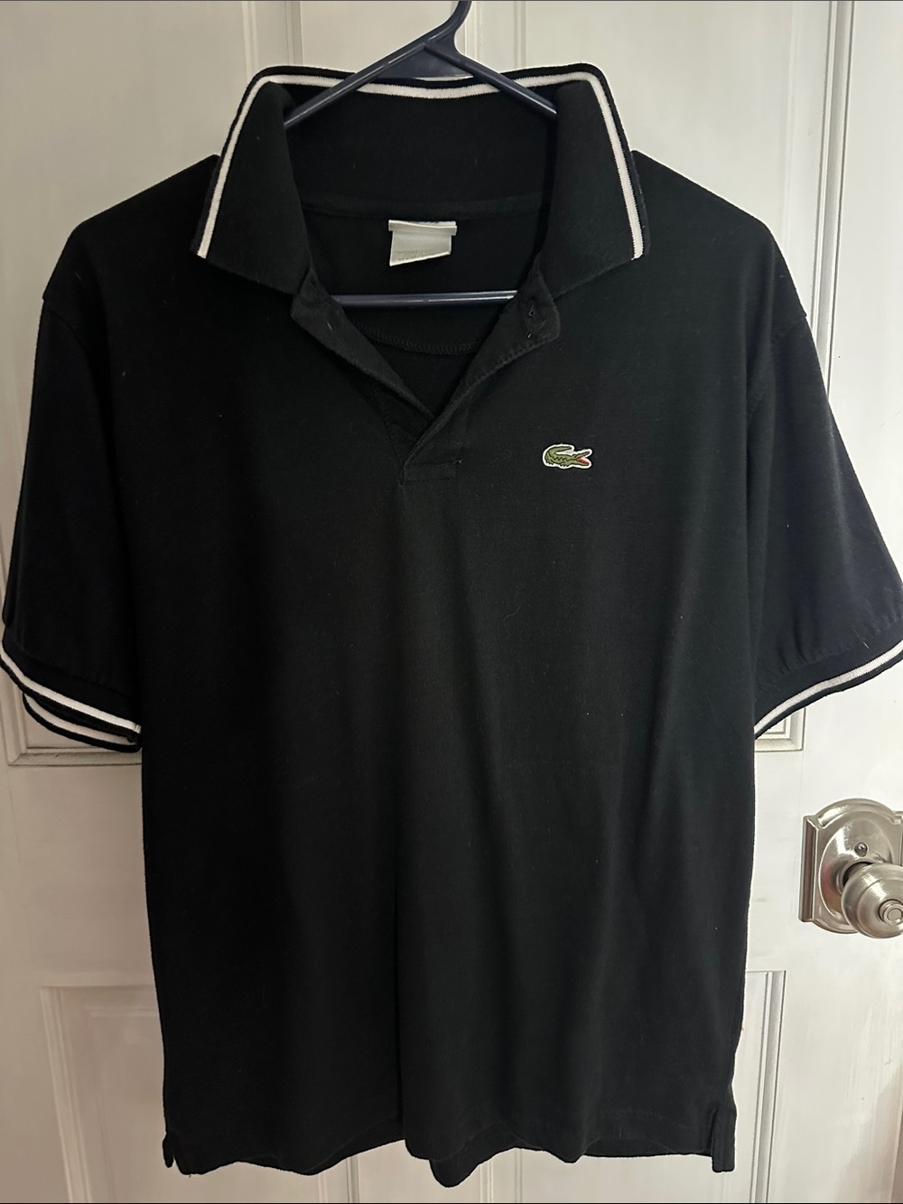 Lacoste Black Polo with White Tipping size 8